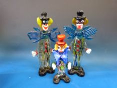 Three Murano glass clowns