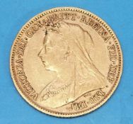 An 1899 Victorian old head gold half sov