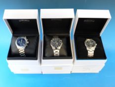 Three Seiko gents chronograph wristwatch
