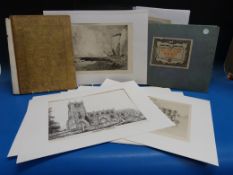 A quantity of etchings and prints includ