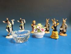 Six Bunnykins figures, Coalport posy, Sw