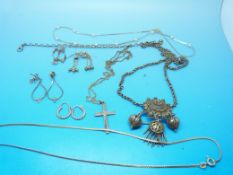 A 9ct gold bracelet, 9ct gold chain, fou