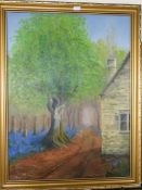 Ursula Lambert oil on canvas of cottage