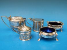 Five various hallmarked silver salts and