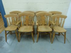 A set of eight (6+2) beech Windsor kitch