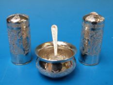 A Russian silver cruet set with 