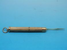 A 9ct gold propelling toothpick