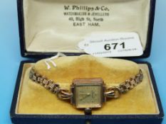 A ladies 9ct gold Accurist wristwatch wi