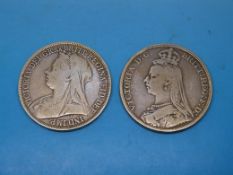 Two Victorian crowns, one veiled head 18