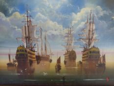 Two oils on canvas one of a battle scene