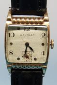 A c1920s Waltham wristwatch in square go