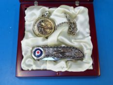 A cased hunter pocket watch together wit