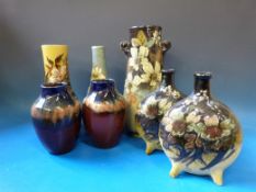 A collection of pottery vases including