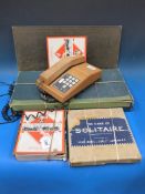 A boxed Jaques & Son solitaire set, a vi