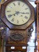 A 19thC brass inlaid rosewood drop dial
