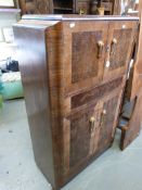 A burr walnut Art Deco cocktail cabinet