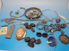 Three white metal bangles, white metal b