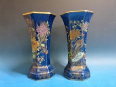 A pair of Carlton ware octagonal pheasan