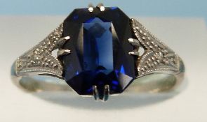 A white metal ring marked 18ct & platinu