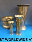 A Chinese brass umbrella or stick stand,
