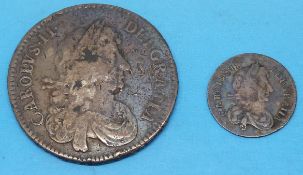 A Charles II 1670 half-crown together wi