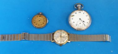 A keyless silver gentleman's pocket watc