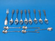 A quantity of white metal cutlery includ