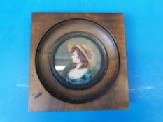 A miniature portrait of a lady wearing a