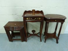 A collection of brass inlaid side tables