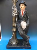 A large model of Charlie Chaplin leaning