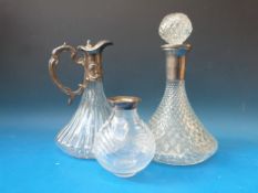 A white metal mounted vase stamped to ri