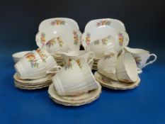 A decorative floral tea set