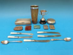 A hallmarked silver bright cut spoon, wh