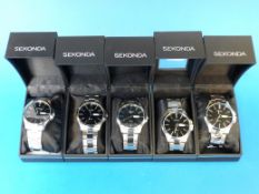 Five Sekonda gents wristwatches, all wit