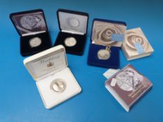 Four commemorative silver crowns, all ca