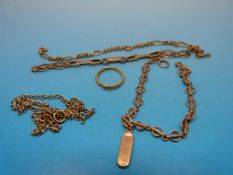 A 22ct gold wedding band (2.7g), a 9ct g