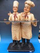 A model of Laurel and Hardy dressed as c