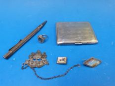 A hallmarked silver cigarette case, 74g,