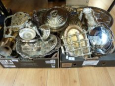A large collection of silver plated tray