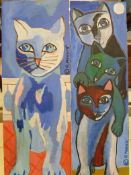 R Murato two oils on board of cats each