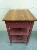 A pine topped kitchen butchers block typ