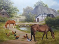 C Whitfield: Oil on board of horses and