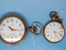 A yellow metal pocket watch marked 14k (