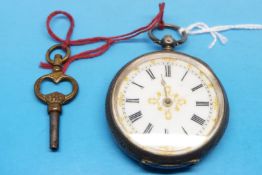 A hallmarked silver ladies fob watch