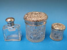 Three various hallmarked silver topped d