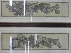 Two Balinese pictures on silk of dancers
