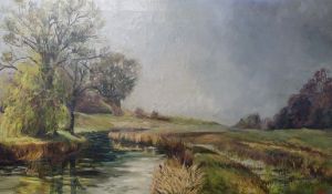 Yvette Galsworthy oil on canvas river sc