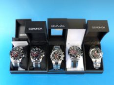 Five Sekonda gents chronograph wristwatc