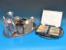 Plated ware including tea set on tray, s