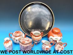 A collection of Japanese Kutani and a Ja